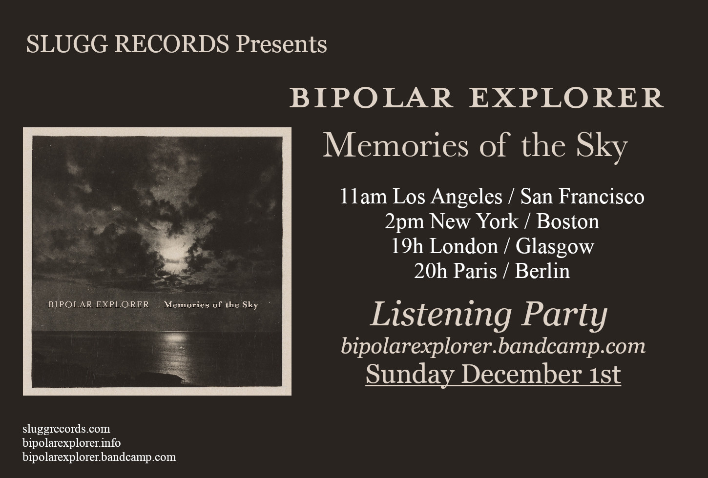 poster for the Memories of the Sky listening party