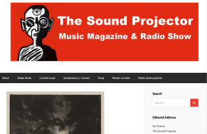 screenshot from The Sound Projector website, red banner with site title